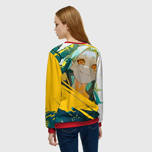 Женский свитшот Cyberpunk Edgerunners Ребекка / 3D-Красный – фото 4