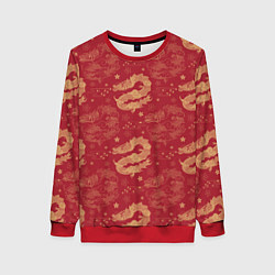 Свитшот женский The chinese dragon pattern, цвет: 3D-красный