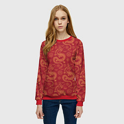 Свитшот женский Dragon red pattern, цвет: 3D-красный — фото 2