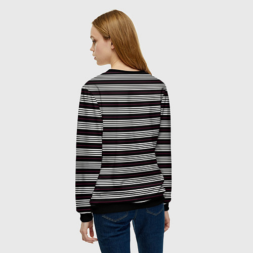 Женский свитшот Полосы белые на чёрном / 3D-Черный – фото 4
