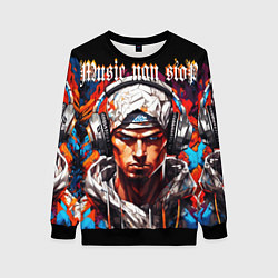 Женский свитшот Граффити парень в наушниках music non stop