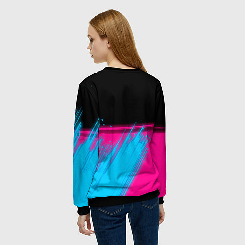 Женский свитшот PUBG - neon gradient: символ сверху / 3D-Черный – фото 4