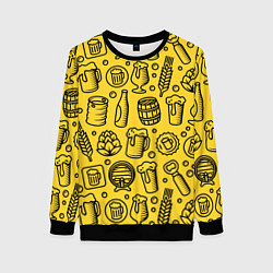 Свитшот женский Пиво и аксессуары - жёлтый, цвет: 3D-черный