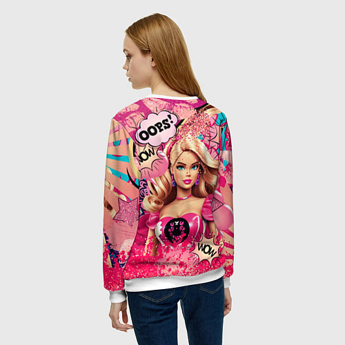 Женский свитшот Барби в стиле поп арт / 3D-Белый – фото 4