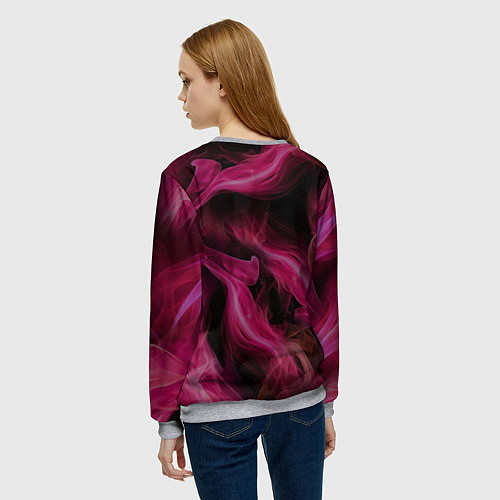 Женский свитшот Розовый цветок в огне - нейросеть / 3D-Меланж – фото 4