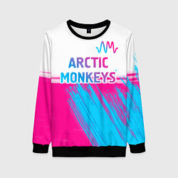 Свитшот женский Arctic Monkeys neon gradient style: символ сверху, цвет: 3D-черный