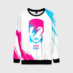 Свитшот женский David Bowie neon gradient style, цвет: 3D-черный