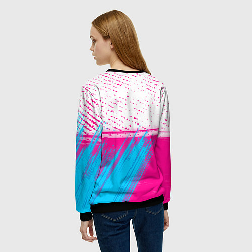 Женский свитшот Maneskin neon gradient style: символ сверху / 3D-Черный – фото 4
