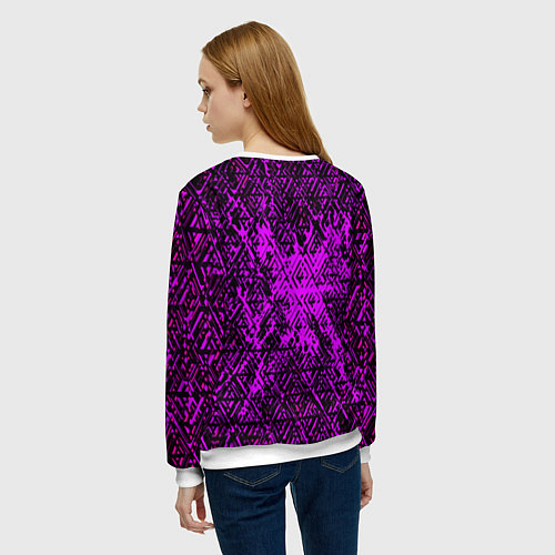 Женский свитшот Фиолетовая глитч инфекция / 3D-Белый – фото 4