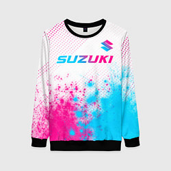 Женский свитшот Suzuki neon gradient style: символ сверху