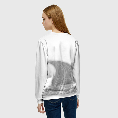 Женский свитшот Lifan speed на светлом фоне со следами шин: символ / 3D-Белый – фото 4