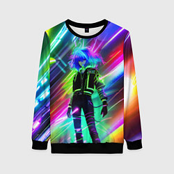 Женский свитшот Неоновая девчонка - аниме - нейросеть