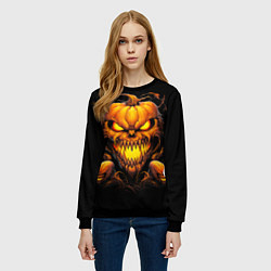 Свитшот женский Evil pumpkin, цвет: 3D-черный — фото 2