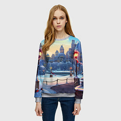 Свитшот женский Зимний большой город, цвет: 3D-меланж — фото 2