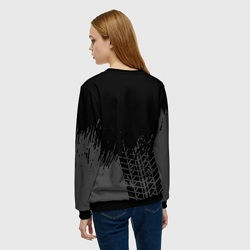 Женский свитшот Citroen speed на темном фоне со следами шин посере / 3D-Черный – фото 4