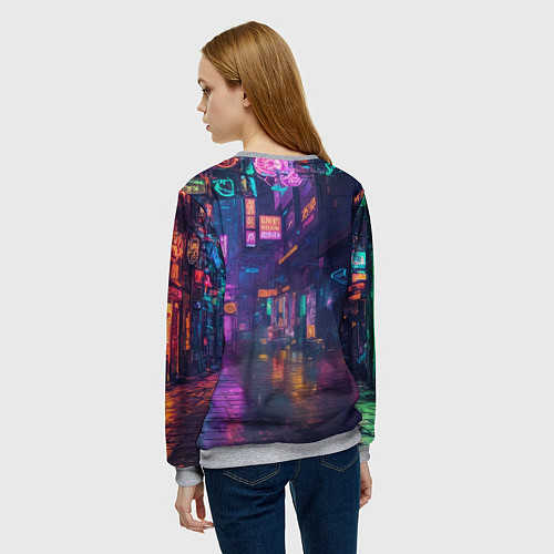 Женский свитшот Автомобиль в неоновых цветах / 3D-Меланж – фото 4