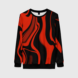 Свитшот женский Абстракция красно-чёрная искаженная, цвет: 3D-черный