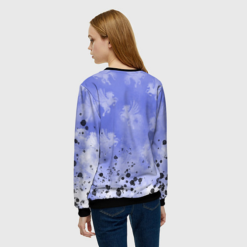 Женский свитшот Небо с пегасами в облаках / 3D-Черный – фото 4