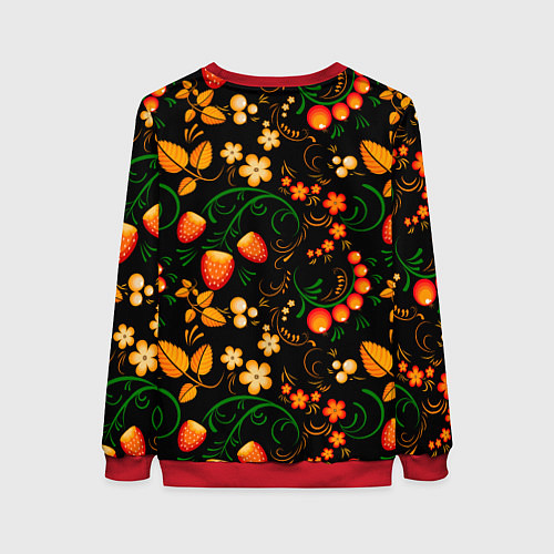 Женский свитшот Хохлома - цветы и ягоды / 3D-Красный – фото 2