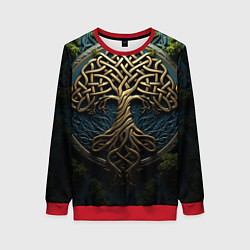 Свитшот женский Кельты: древо жизни, цвет: 3D-красный
