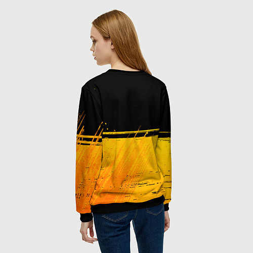 Женский свитшот Watch Dogs - gold gradient посередине / 3D-Черный – фото 4