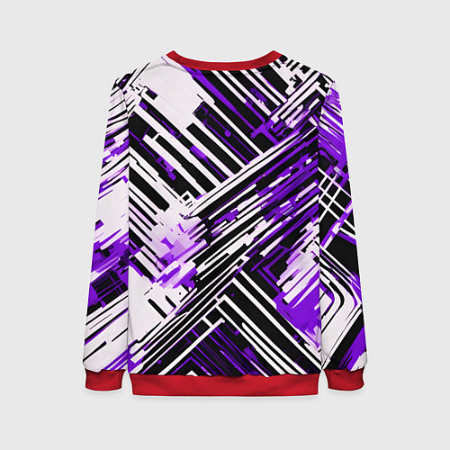 Женский свитшот Киберпанк линии белые и фиолетовые / 3D-Красный – фото 2