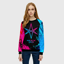 Свитшот женский Bring Me the Horizon - neon gradient, цвет: 3D-черный — фото 2