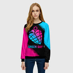 Свитшот женский Green Day - neon gradient, цвет: 3D-черный — фото 2