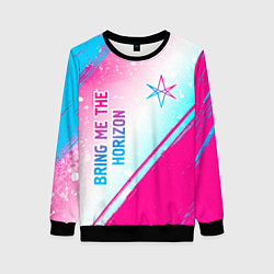 Свитшот женский Bring Me the Horizon neon gradient style вертикаль, цвет: 3D-черный