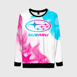 Свитшот женский Subaru neon gradient style, цвет: 3D-черный