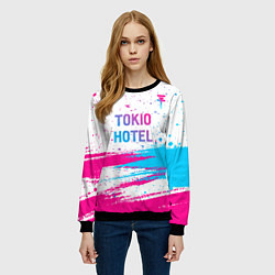 Свитшот женский Tokio Hotel neon gradient style посередине, цвет: 3D-черный — фото 2