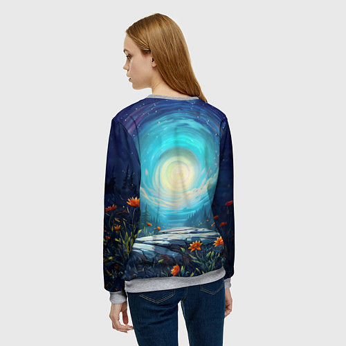 Женский свитшот Мистическая лиса тотем лисы / 3D-Меланж – фото 4