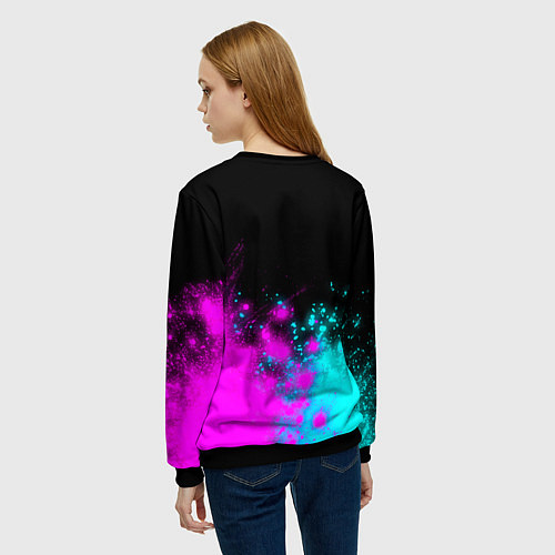 Женский свитшот Надежда и неоновый герб России посередине / 3D-Черный – фото 4