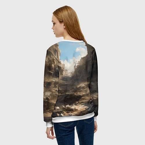 Женский свитшот Брошенный автомобиль / 3D-Белый – фото 4