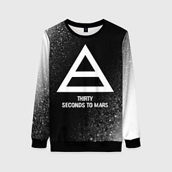 Свитшот женский Thirty Seconds to Mars glitch на темном фоне, цвет: 3D-черный