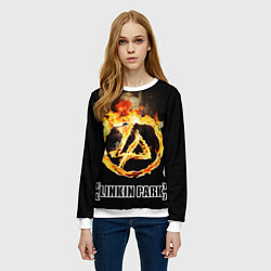 Свитшот женский Linkin Park - fire logo, цвет: 3D-белый — фото 2