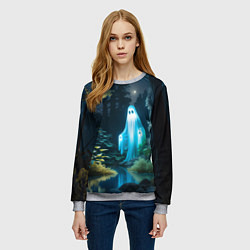 Свитшот женский Призрак в лесу у воды, цвет: 3D-меланж — фото 2