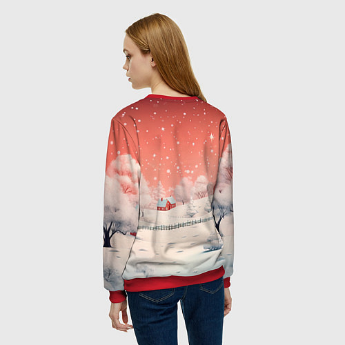 Женский свитшот Волшебство новогодней ночи / 3D-Красный – фото 4