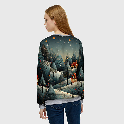 Женский свитшот Зимние развлечения на природе / 3D-Меланж – фото 4
