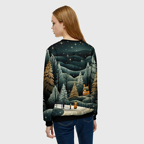 Женский свитшот Зима в городе ожидание праздника / 3D-Черный – фото 4