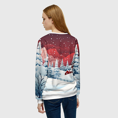 Женский свитшот Красный дракончик с шампанским / 3D-Белый – фото 4