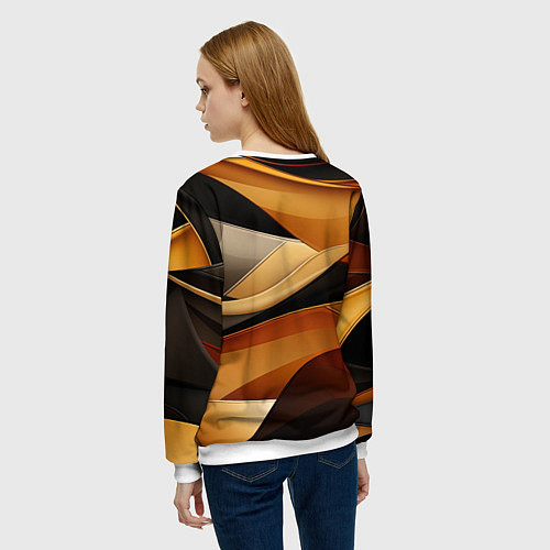 Женский свитшот Желтая и черная абстракция / 3D-Белый – фото 4