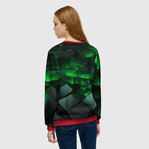 Женский свитшот Абстрактное прикосновение к зелени / 3D-Красный – фото 4
