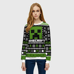 Свитшот женский Minecraft christmas sweater, цвет: 3D-белый — фото 2