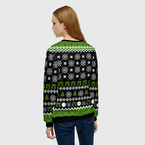 Женский свитшот Minecraft christmas sweater / 3D-Черный – фото 4
