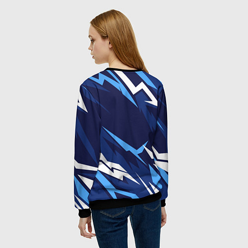 Женский свитшот Вольво - синяя абстракция / 3D-Черный – фото 4