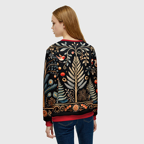 Женский свитшот Зимняя вязь / 3D-Красный – фото 4