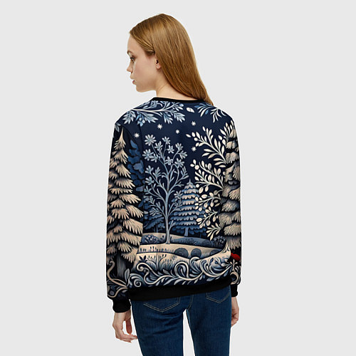 Женский свитшот Ледяные узоры нового года / 3D-Черный – фото 4