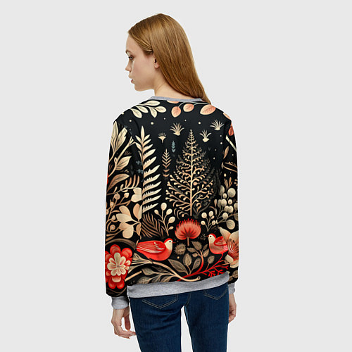 Женский свитшот Елочные узоры нового года / 3D-Меланж – фото 4