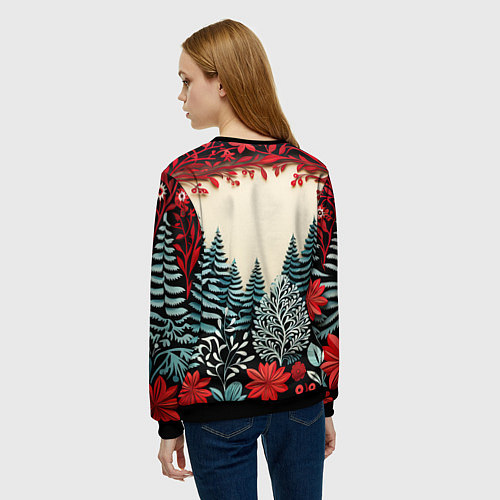 Женский свитшот Зимнее кружево / 3D-Черный – фото 4